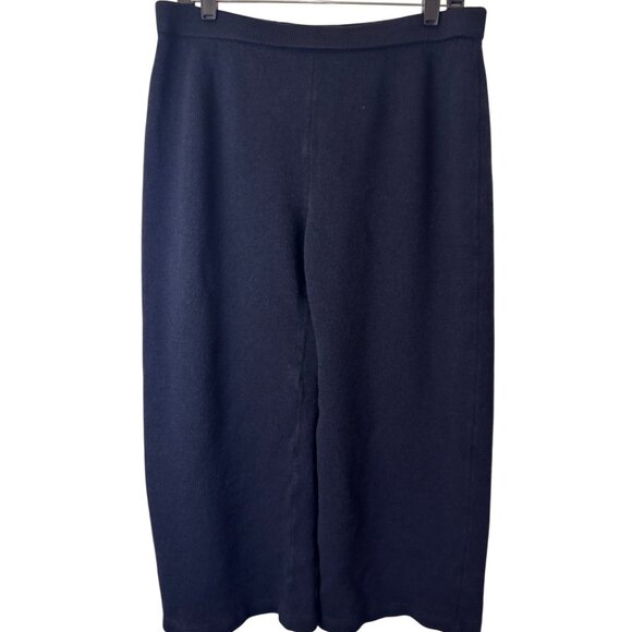 St. John Collection black knitted wide leg cropped culottes size L - Picture 4 of 6